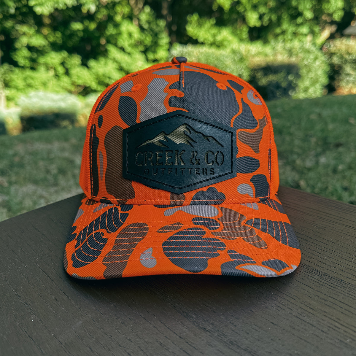 Outfitters Mountain Custom Leather Patch Trucker Hat – Creek & Company