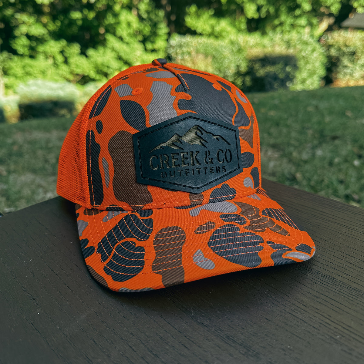 Outfitters Mountain Custom Leather Patch Trucker Hat – Creek & Company