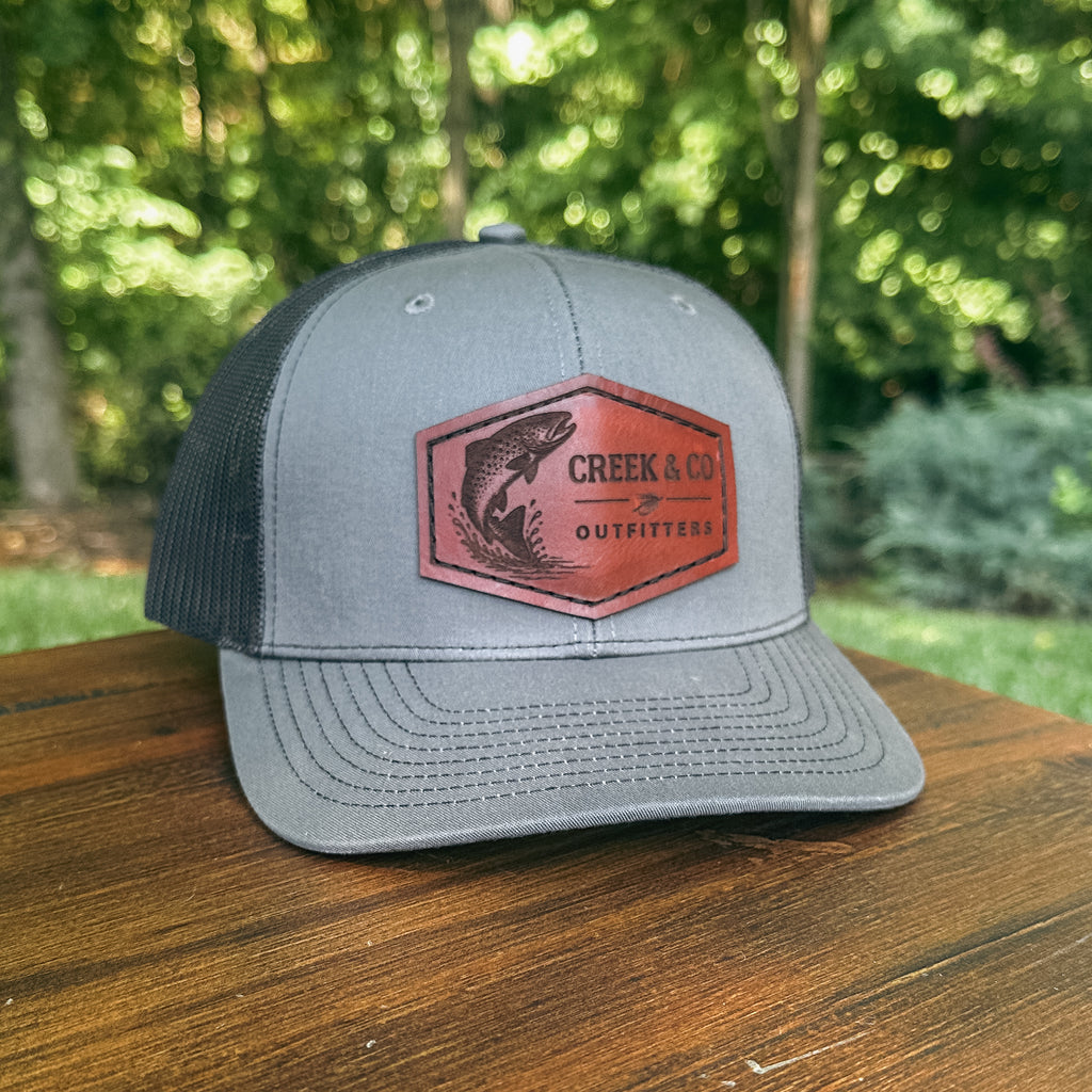 Outfitters Trout Custom Leather Patch Trucker Hat – Creek & Company