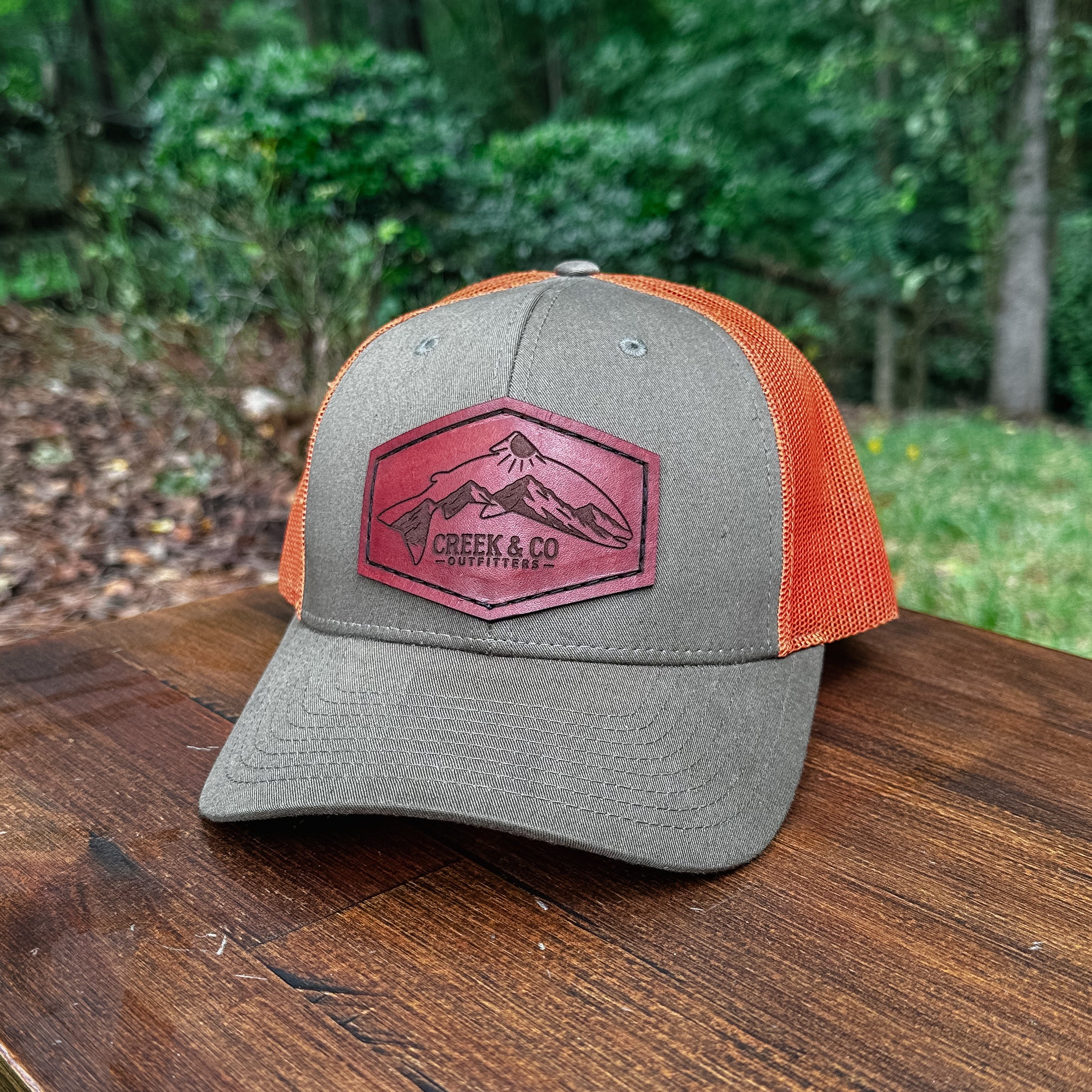 Outfitters Mountain Trout Custom Leather Patch Trucker Hat – Creek & Company