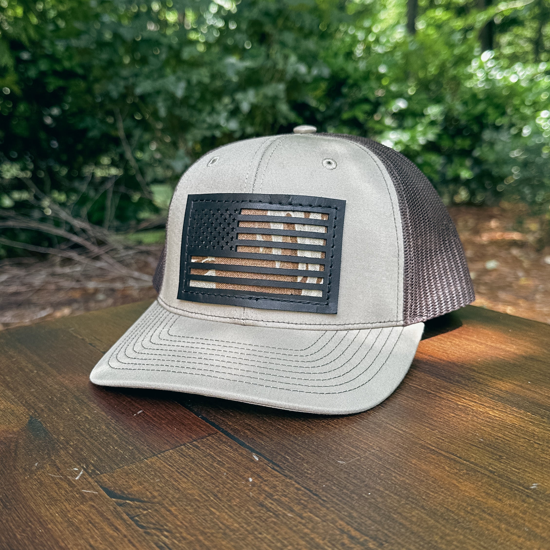 American Flag Custom Leather Patch Trucker Hat – Richardson 112/115