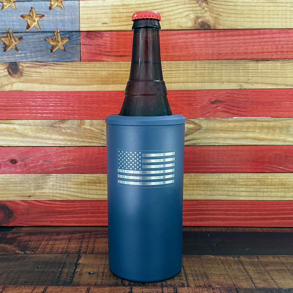 American Flag 4-in-1 Laser Engraved Can Cooler – Double Wall Insulated