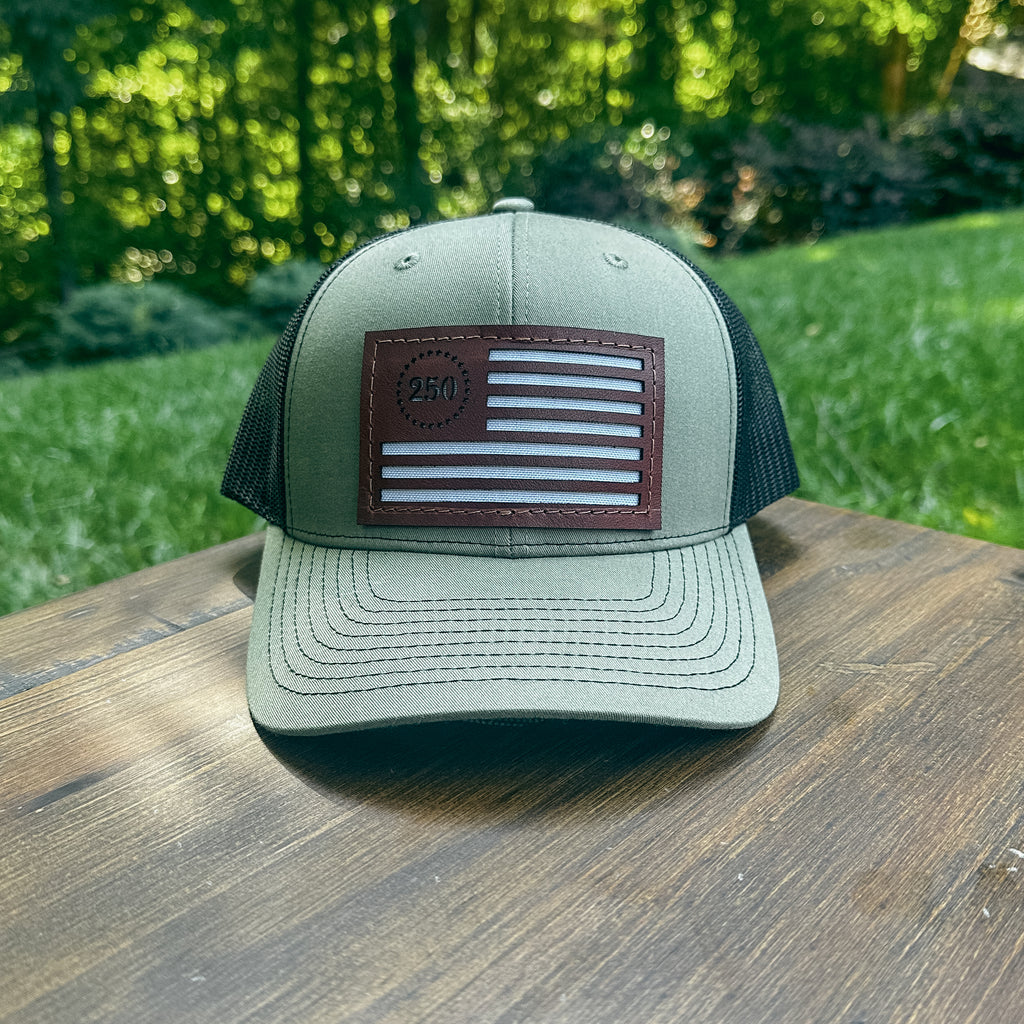 America 250 Custom Leather Patch Trucker Hat – Richardson 112/115