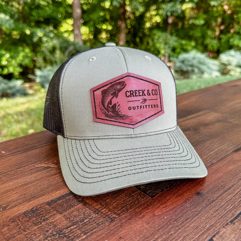 Outfitters Trout Custom Leather Patch Trucker Hat – Creek & Company