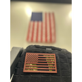 Leather patch, brown, American flag design, Vietnam tiger stripe camo backing