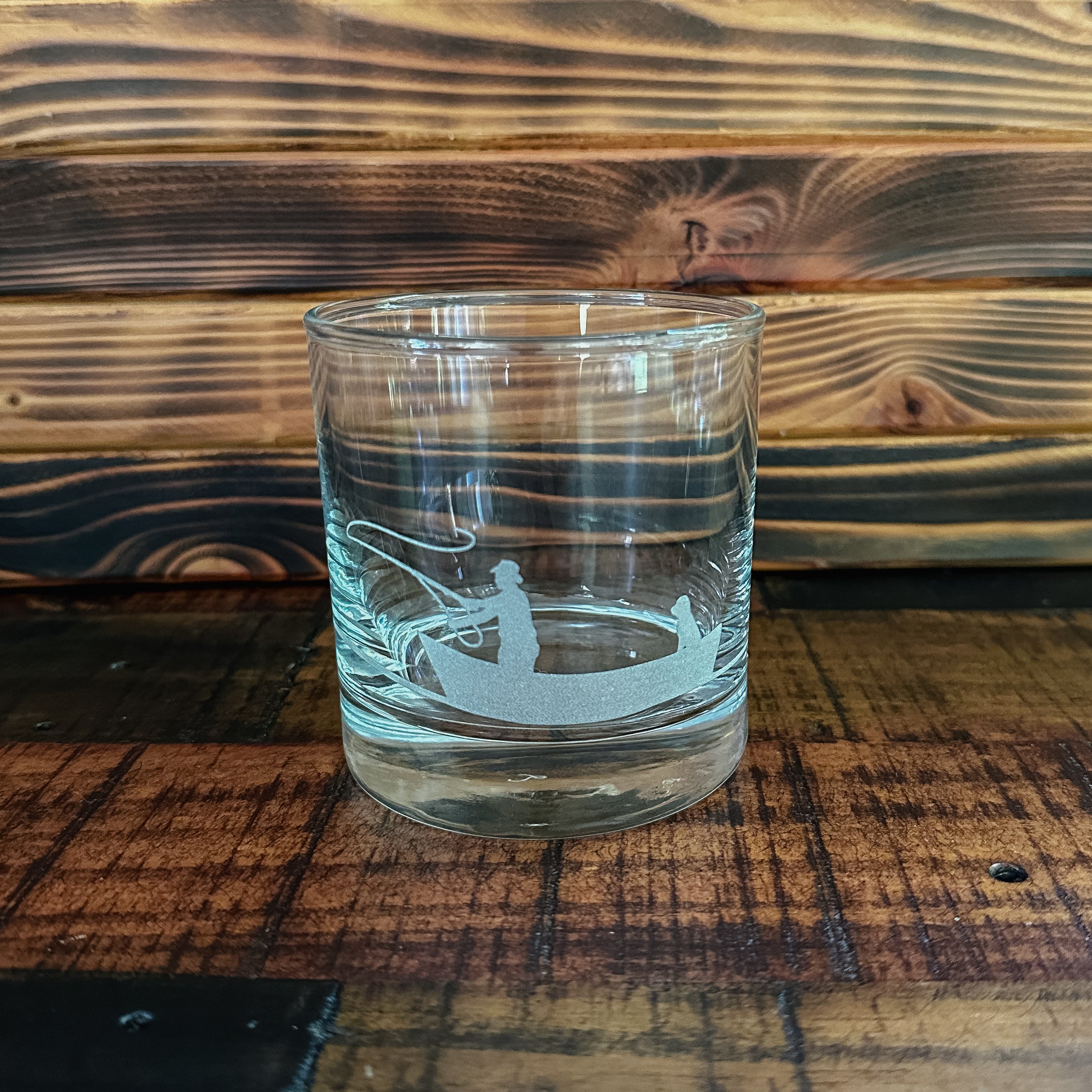 Fly Fishing 10oz Laser Engraved Rocks Glass