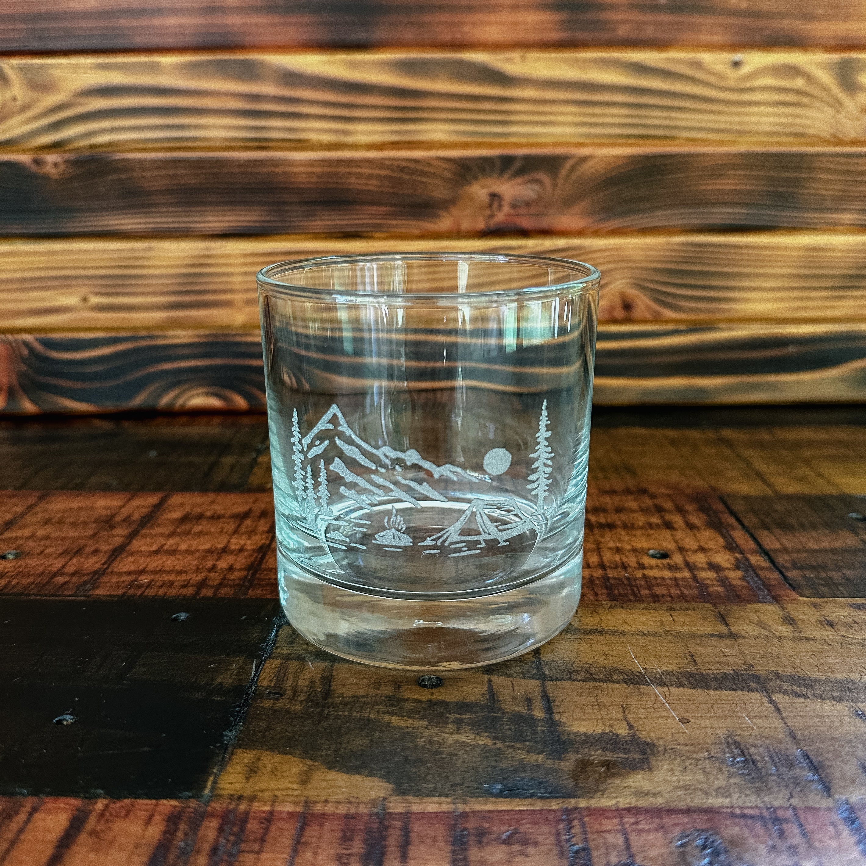 Mountain 10oz Laser Engraved Rocks Glass